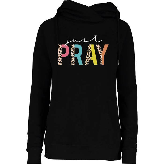 Just Pray Christian Love Like Jesus Prayer Leopard Womens Funnel Neck Pullover Hood