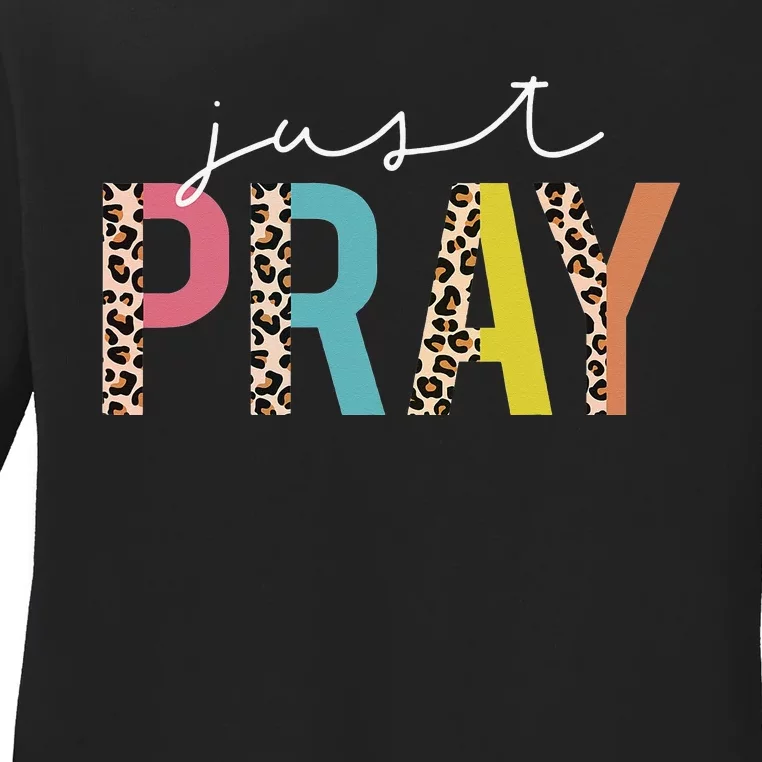 Just Pray Christian Love Like Jesus Prayer Leopard Ladies Long Sleeve Shirt