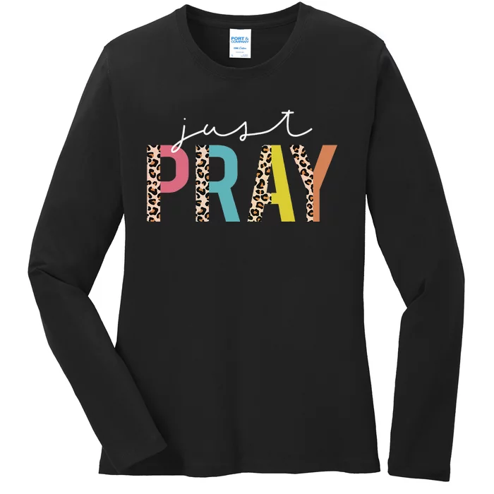 Just Pray Christian Love Like Jesus Prayer Leopard Ladies Long Sleeve Shirt