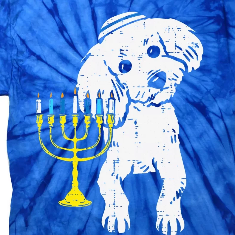 Jewish Poodle Dog Menorah Hanukkah Pajamas Chanukah PJs Tie-Dye T-Shirt