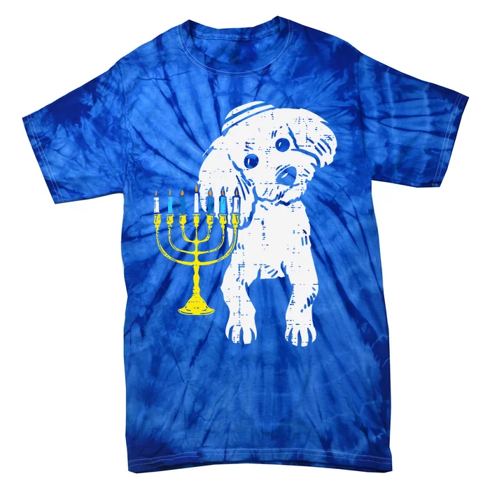 Jewish Poodle Dog Menorah Hanukkah Pajamas Chanukah PJs Tie-Dye T-Shirt