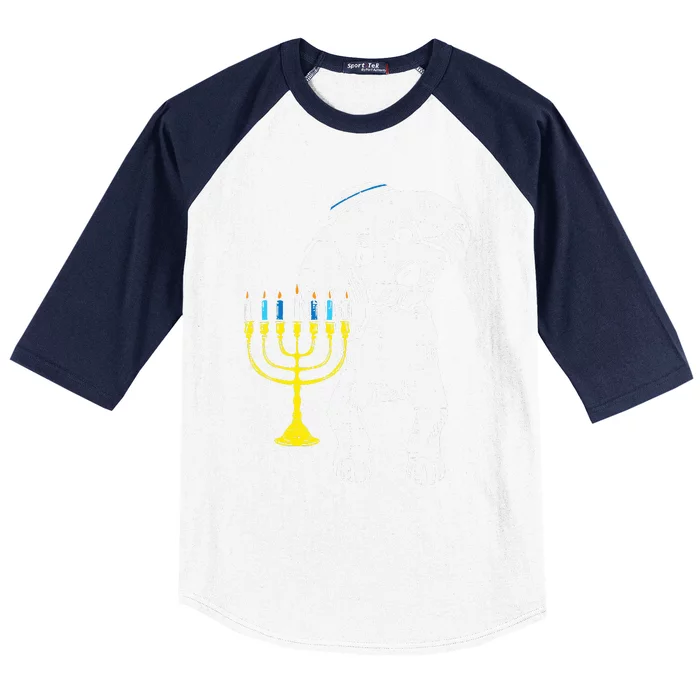 Jewish Poodle Dog Menorah Hanukkah Pajamas Chanukah PJs Baseball Sleeve Shirt