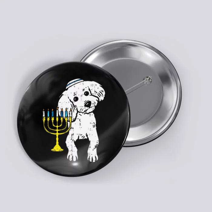 Jewish Poodle Dog Menorah Hanukkah Pajamas Chanukah PJs Button