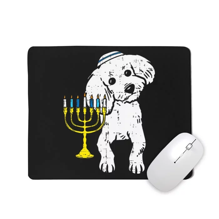 Jewish Poodle Dog Menorah Hanukkah Pajamas Chanukah PJs Mousepad