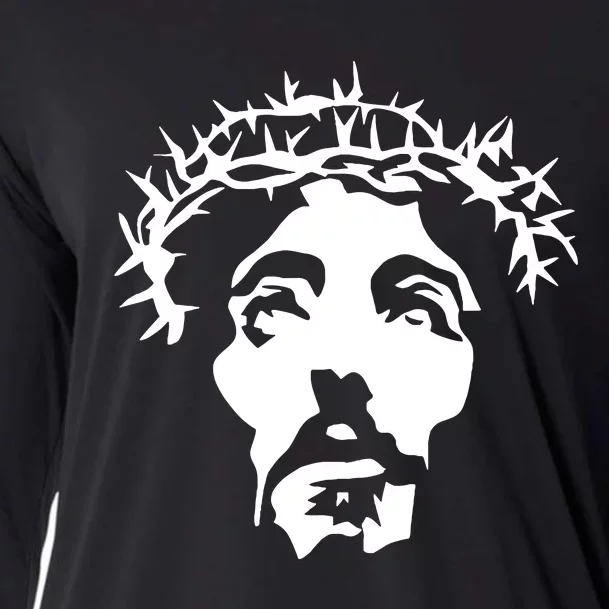 Jesus Portrait Essential Cooling Performance Long Sleeve Crew