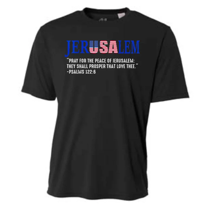 JERUSALEM Pray For the Peace Of Jerusalem US Israel Flag Cooling Performance Crew T-Shirt