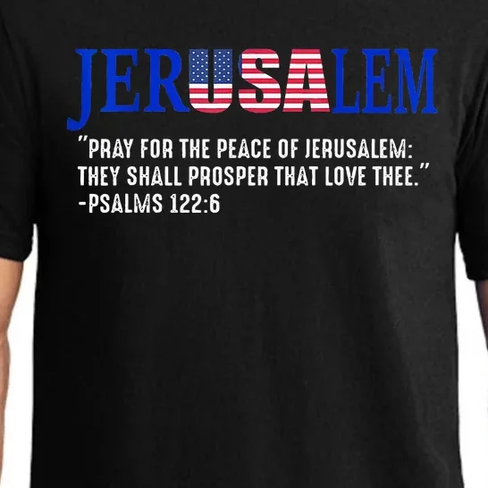 JERUSALEM Pray For the Peace Of Jerusalem US Israel Flag Pajama Set