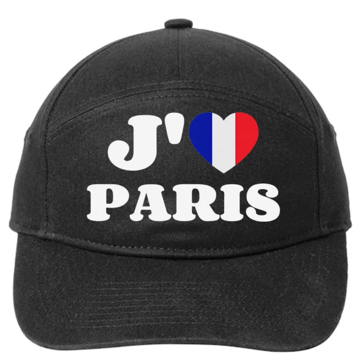 J'aime Paris France Flag French Heart I Love Paris 7-Panel Snapback Hat