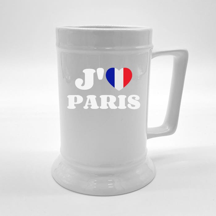 J'aime Paris France Flag French Heart I Love Paris Front & Back Beer Stein