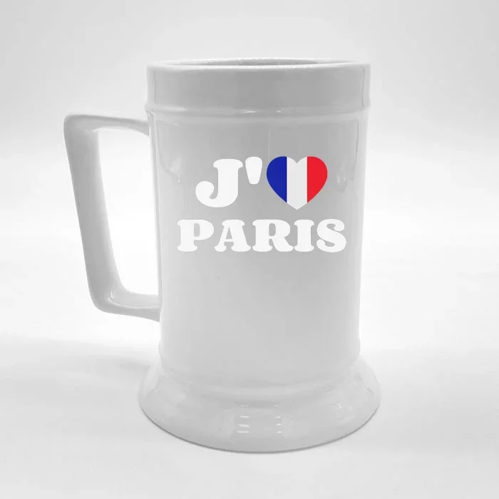 J'aime Paris France Flag French Heart I Love Paris Front & Back Beer Stein