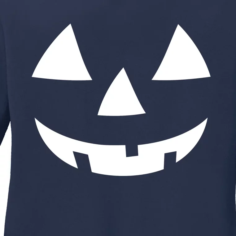 Jackolantern Pumpkin Face Halloween Costume Couple Funny Halloween Costume Ladies Long Sleeve Shirt