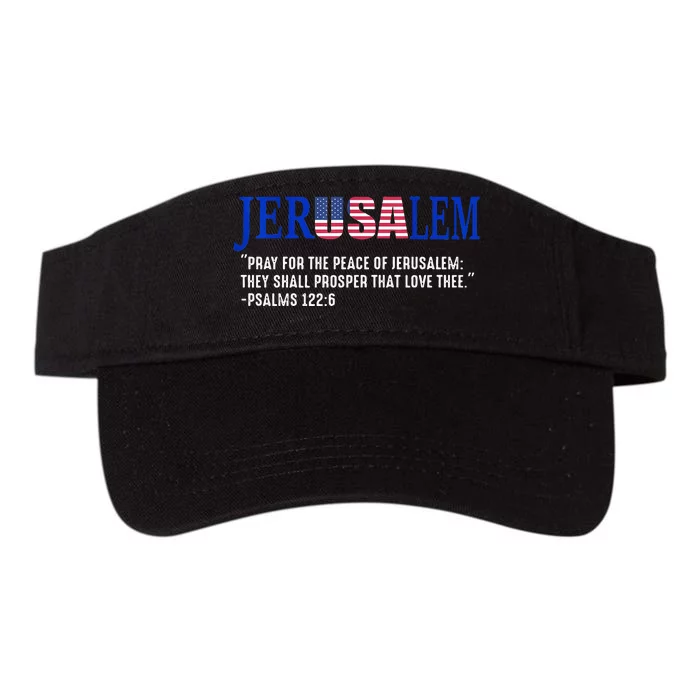 JERUSALEM Pray For the Peace Of Jerusalem US Israel Flag Valucap Bio-Washed Visor