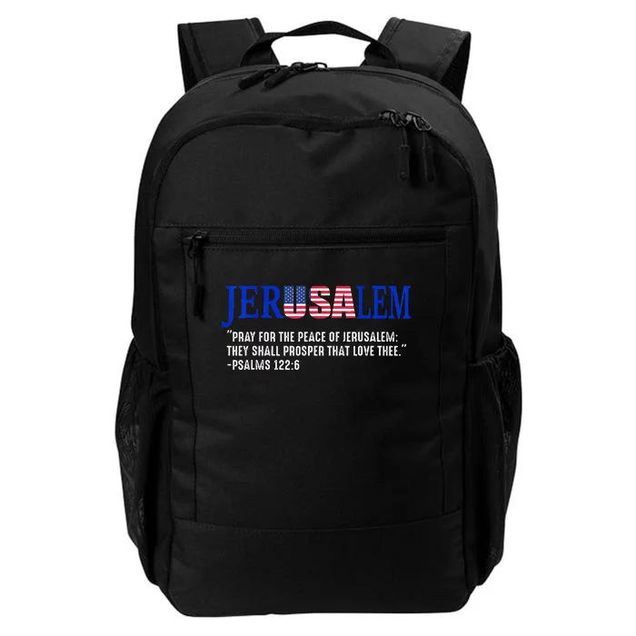 JERUSALEM Pray For the Peace Of Jerusalem US Israel Flag Daily Commute Backpack