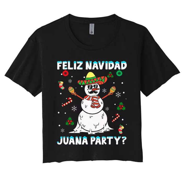 Juana Party Feliz Navidad Christmas Family Matching Pajamas Women's Crop Top Tee