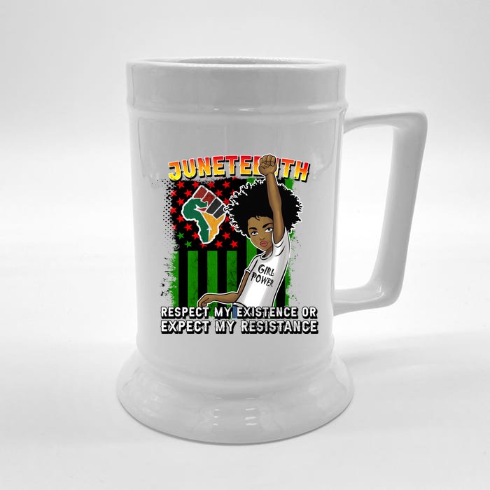 Juneteenth Pride Great Gift Melanin Respect My Existence Cute Gift Front & Back Beer Stein