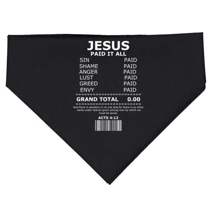 Jesus Paid It All Gift Lord Christ Savior Salvation Grace Gift USA-Made Doggie Bandana