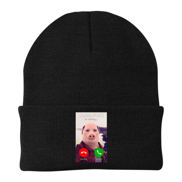 John Pork Is Calling Funny John Pork Meme Knit Cap Winter Beanie