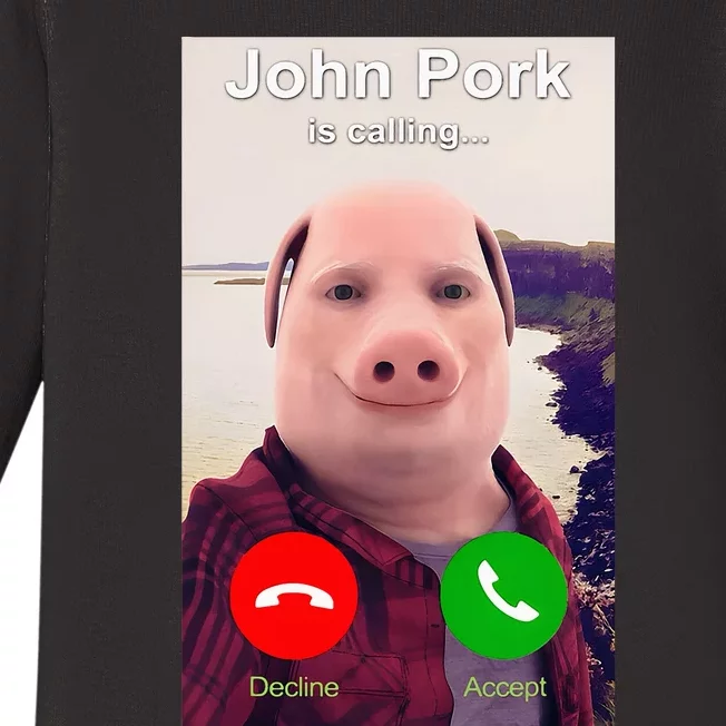 John Pork Is Calling Funny John Pork Meme Baby Long Sleeve Bodysuit