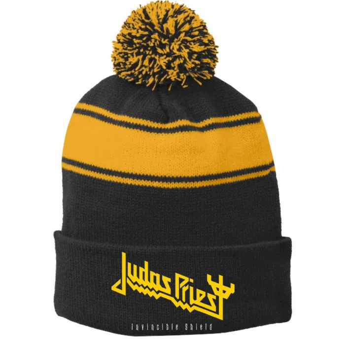 Judas Priest – Invincible Shield Yellow Stripe Pom Pom Beanie