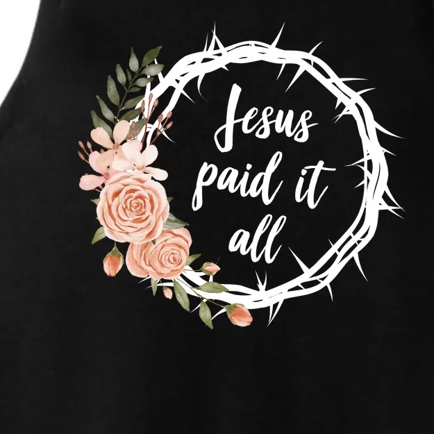 Jesus Paid It All Floral Crown Christian Ladies Tri-Blend Wicking Tank