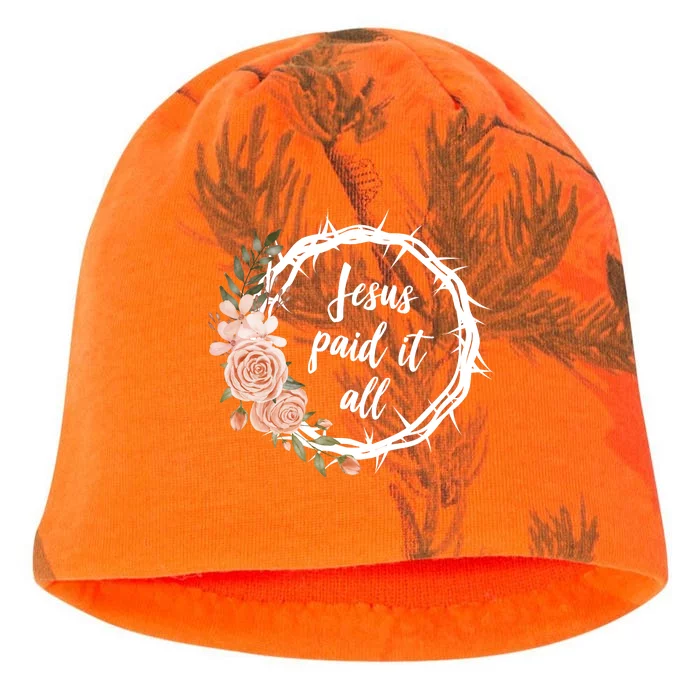 Jesus Paid It All Floral Crown Christian Kati - Camo Knit Beanie