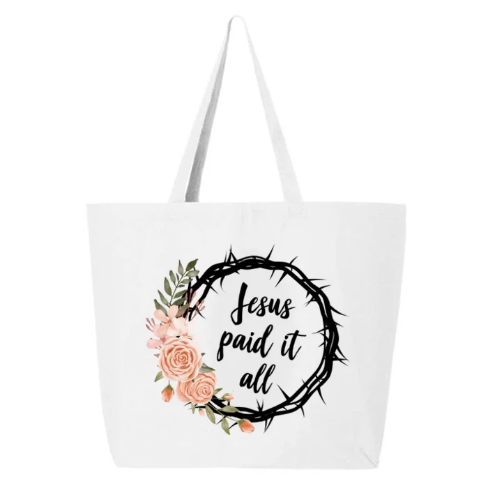 Jesus Paid It All Floral Crown Christian 25L Jumbo Tote