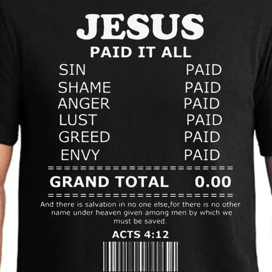 Jesus Paid It All Receipt Pajama Set