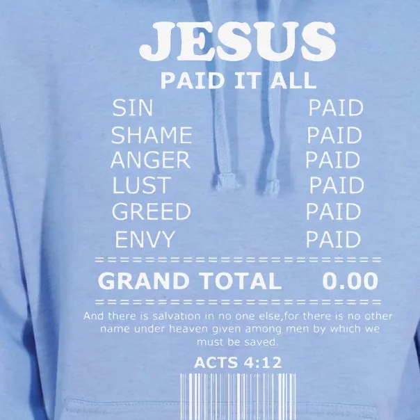 Jesus Paid It All Receipt Unisex Surf Hoodie