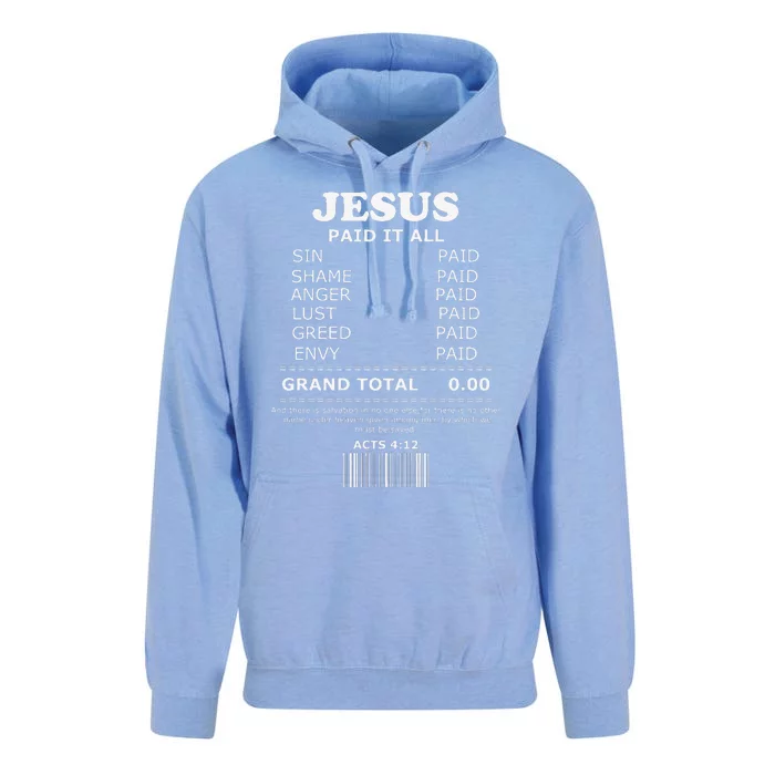 Jesus Paid It All Receipt Unisex Surf Hoodie