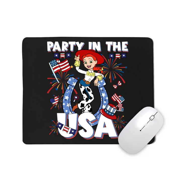 Jessie Party In The Usa Western 4th Of July American Cowgirl Flag Patri Mousepad