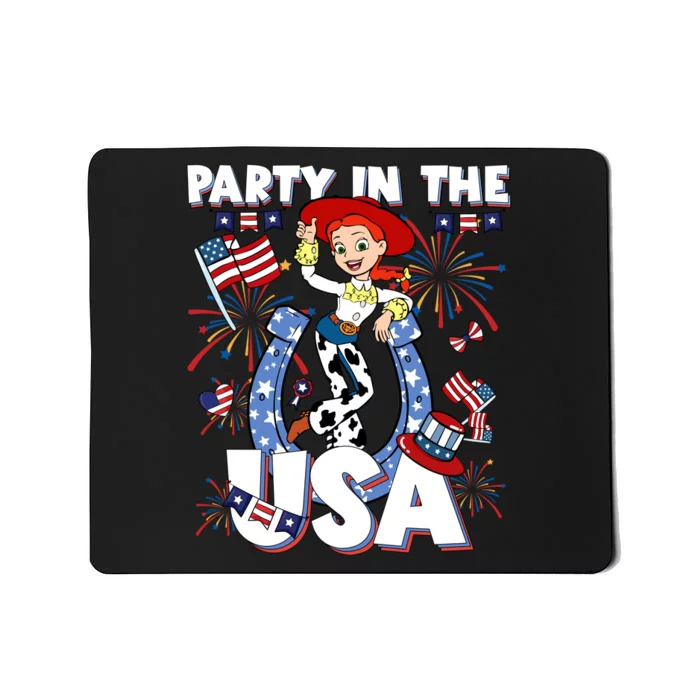 Jessie Party In The Usa Western 4th Of July American Cowgirl Flag Patri Mousepad