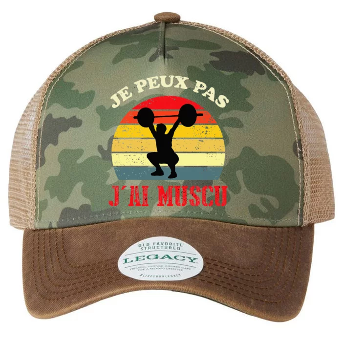 J'peux Pas J'ai Muscu Bodybuilding Gift Funny Gym Legacy Tie Dye Trucker Hat