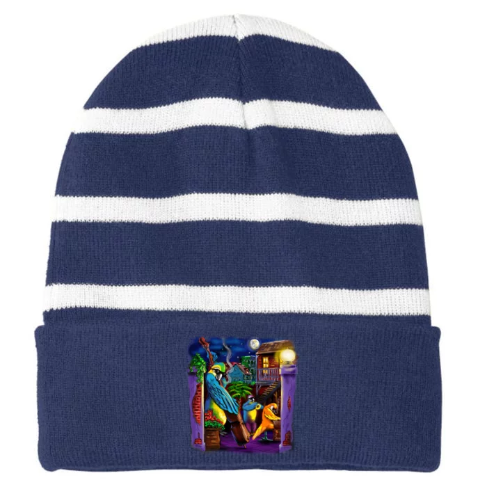 Jazz Parrots Striped Beanie with Solid Band