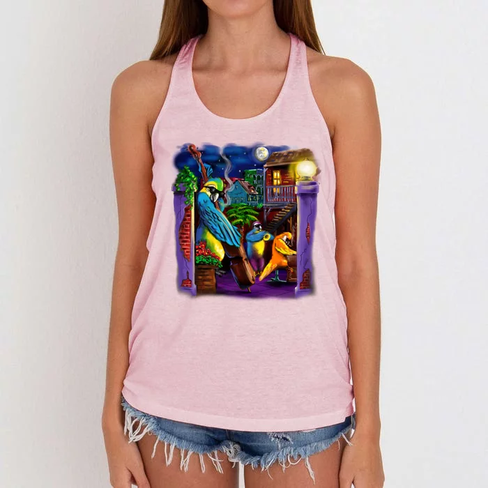 Jazz Parrots Women's Knotted Racerback Tank