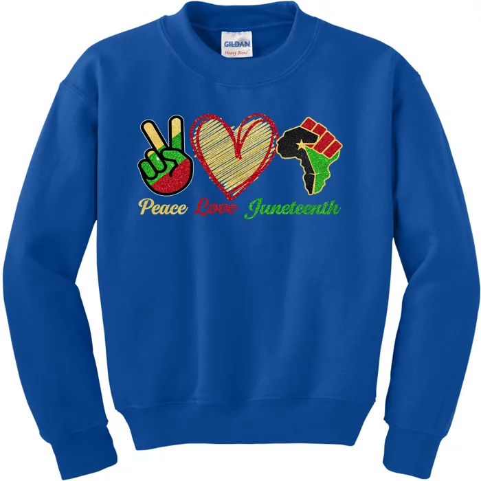 Juneteenth Peace Love Black Black History Month Freedom Day Cute Gift Kids Sweatshirt