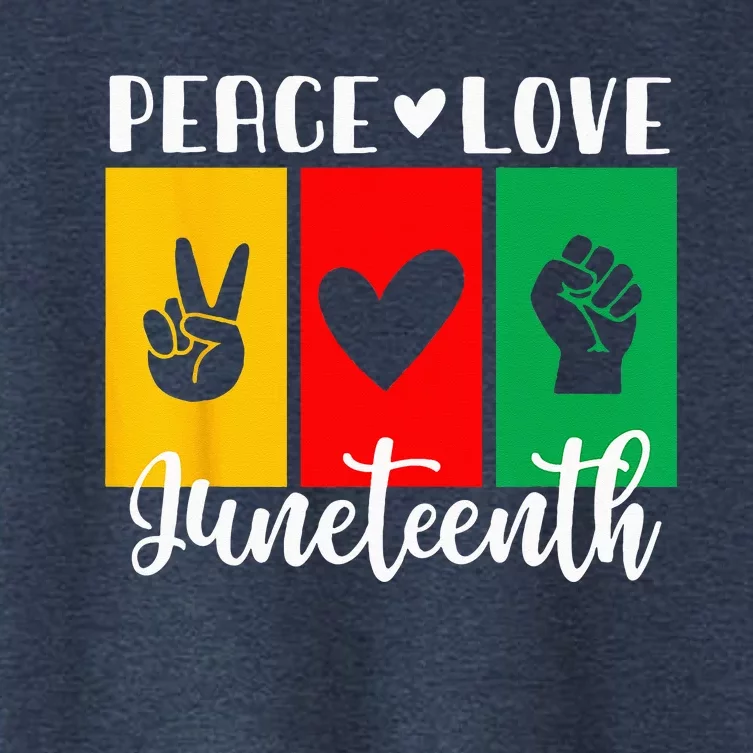 Juneteenth Peace Love & Juneteenth June 19th Freedom Day Women's Crop Top Tee