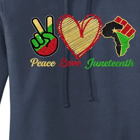 Juneteenth Peace Love Black Black History Month Freedom Day Funny Gift Women's Pullover Hoodie