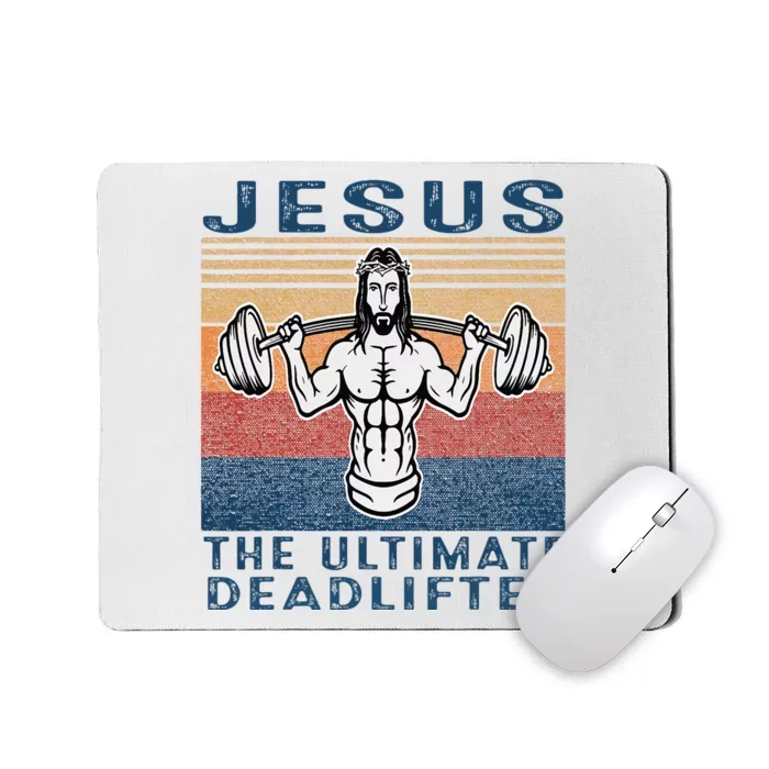 Jesus Powerlifting Legend Vintage Gym Motivation Mousepad