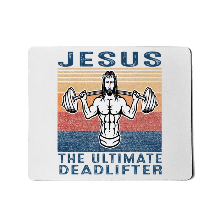 Jesus Powerlifting Legend Vintage Gym Motivation Mousepad