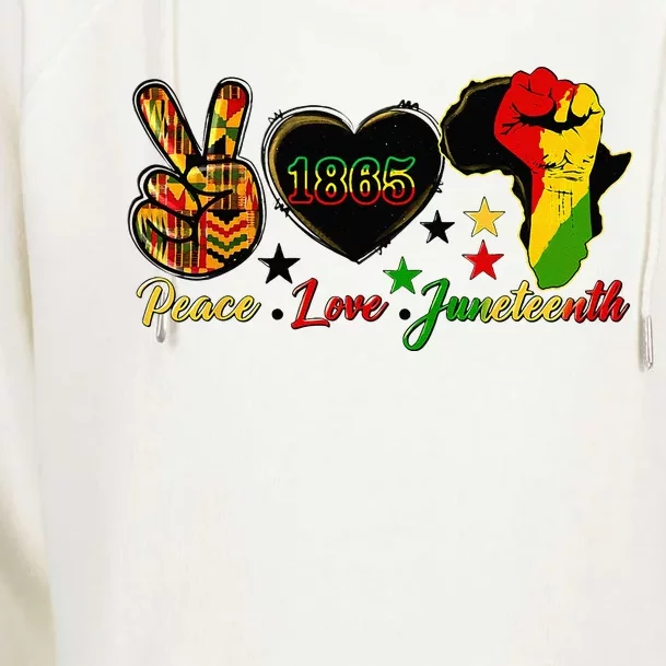 Juneteenth Peace Love & Juneteenth June 19th Freedom Day Womens Funnel Neck Pullover Hood