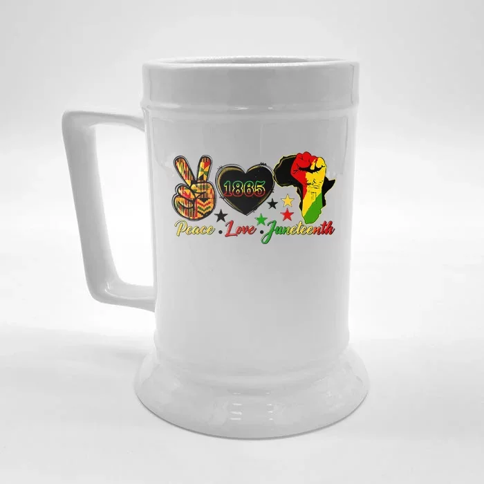 Juneteenth Peace Love & Juneteenth June 19th Freedom Day Front & Back Beer Stein