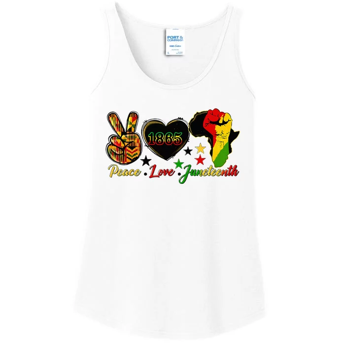 Juneteenth Peace Love & Juneteenth June 19th Freedom Day Ladies Essential Tank