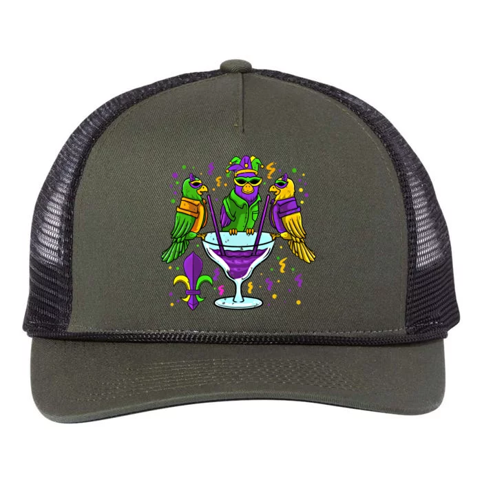 Jester Parrot Masquerade Party Mardi Gras Carnival Parade Gift Retro Rope Trucker Hat Cap