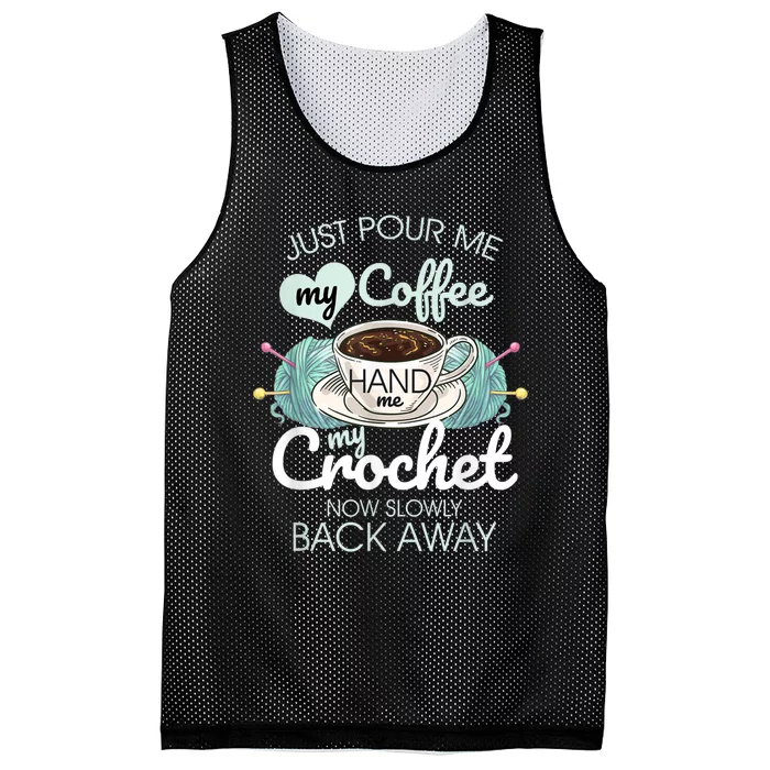 Just Pour Me My Coffee Hand Me My Crochet Mesh Reversible Basketball Jersey Tank