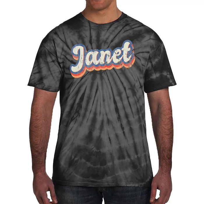 Janet Personalized Name Custom Lettering 70's Tie-Dye T-Shirt