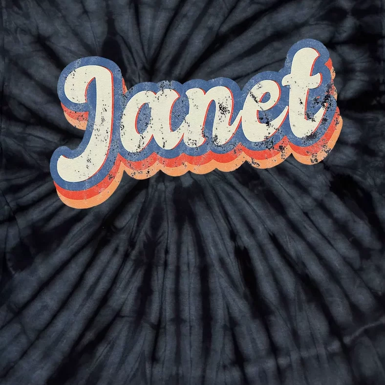 Janet Personalized Name Custom Lettering 70's Tie-Dye T-Shirt