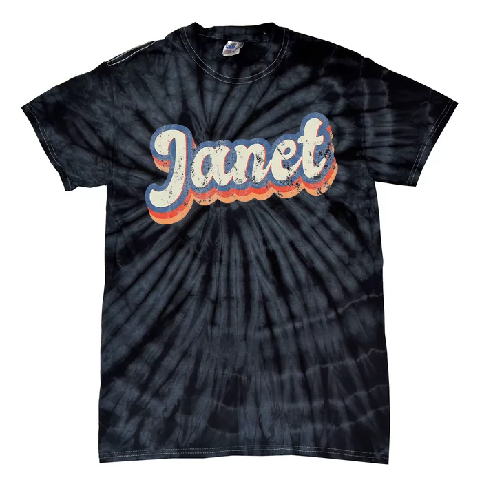 Janet Personalized Name Custom Lettering 70's Tie-Dye T-Shirt