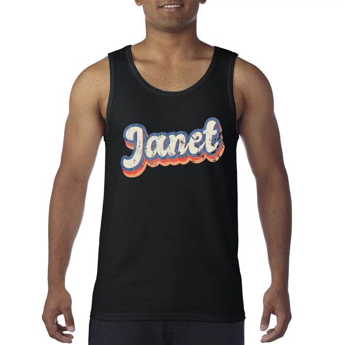 Janet Personalized Name Custom Lettering 70's Tank Top