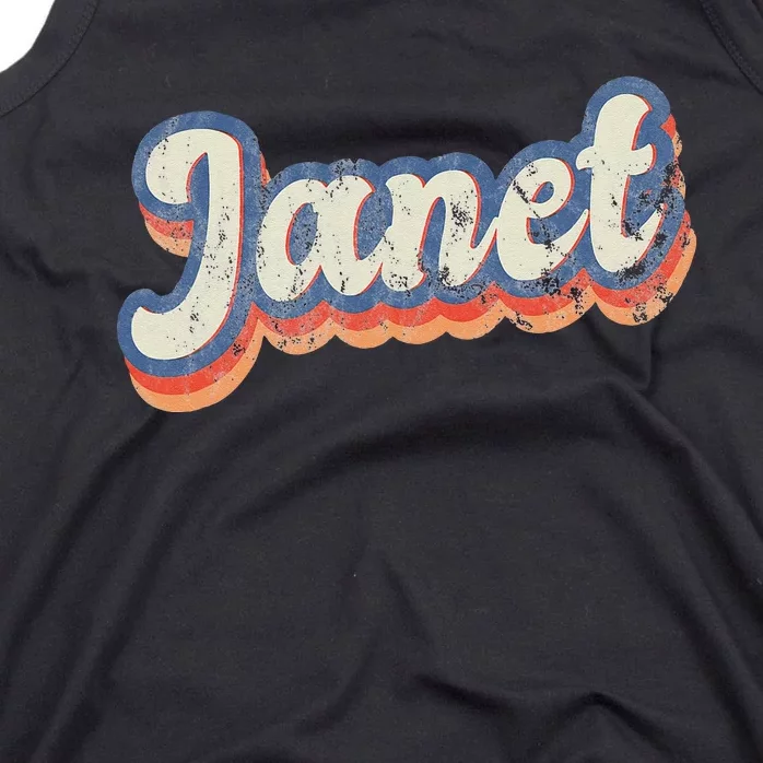 Janet Personalized Name Custom Lettering 70's Tank Top