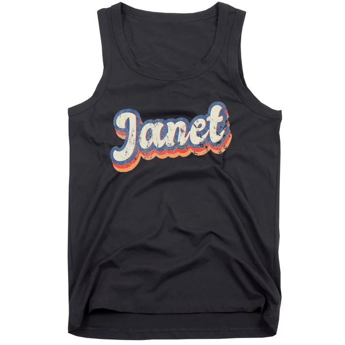 Janet Personalized Name Custom Lettering 70's Tank Top